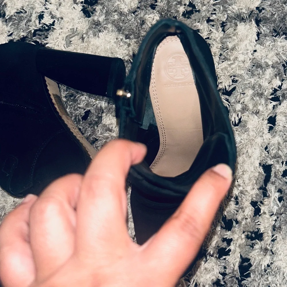 Tory Burch Black Booties with Gold Buckles - Picture 8 of 9